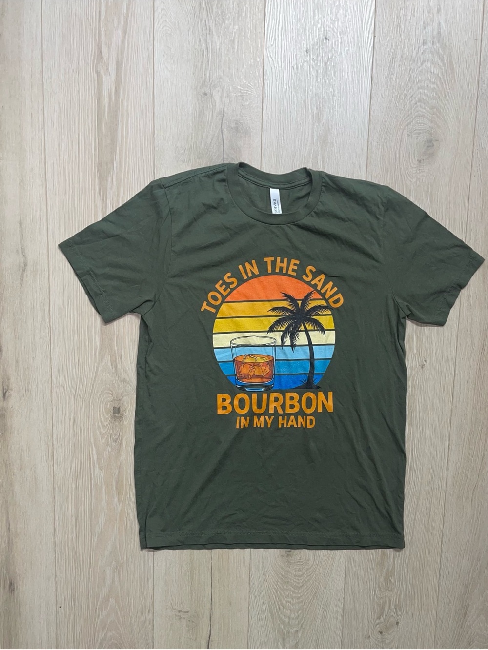Toes in the Sand Bourbon Graphic Tee - Olive